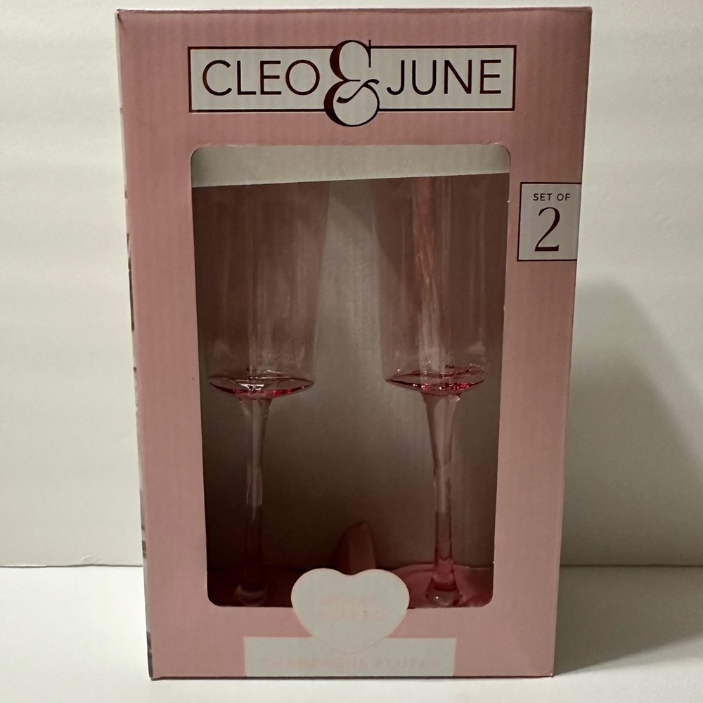 Cleo & June Pink Heart Shaped Flutes Set of 2